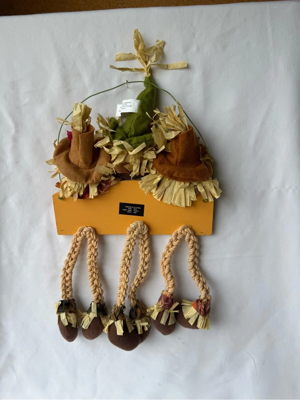 Autumn Scarecrow Welcome Wall Hanging - Orange, Brown & Green